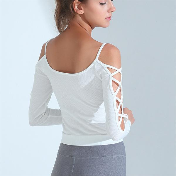 Knitted Rib Yoga Clothes Women Gym Sports Short Sleeve Yoga Clothes Dance Clothes