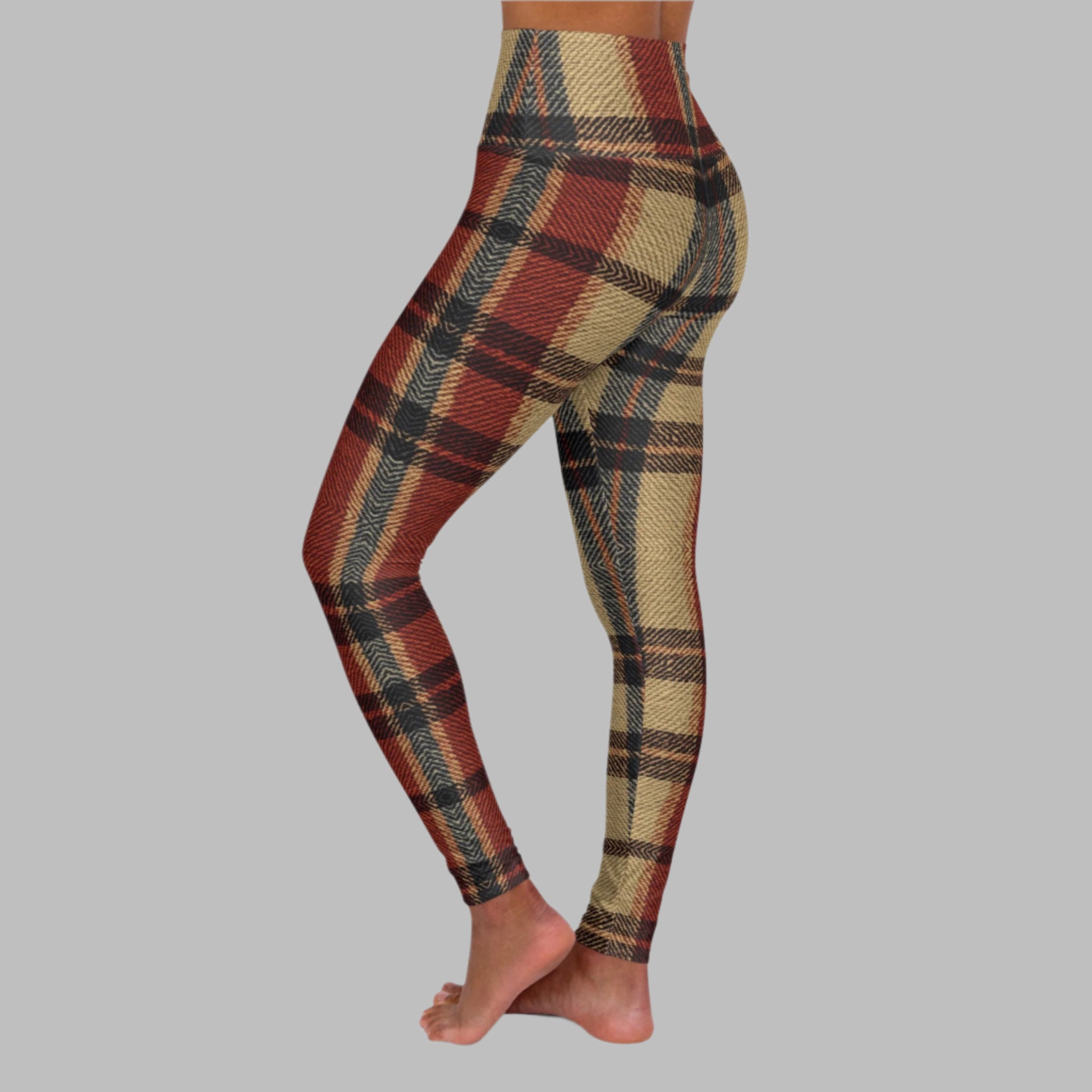 Rustic Tartan - High Waisted Yoga Leggings