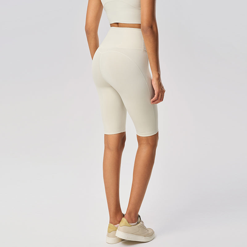 No Embarrassment Line Nude Feel Yoga Pants Women Stretch Belly Compression Sports Fifth Pants Peach Hip Raise Fitness Pants