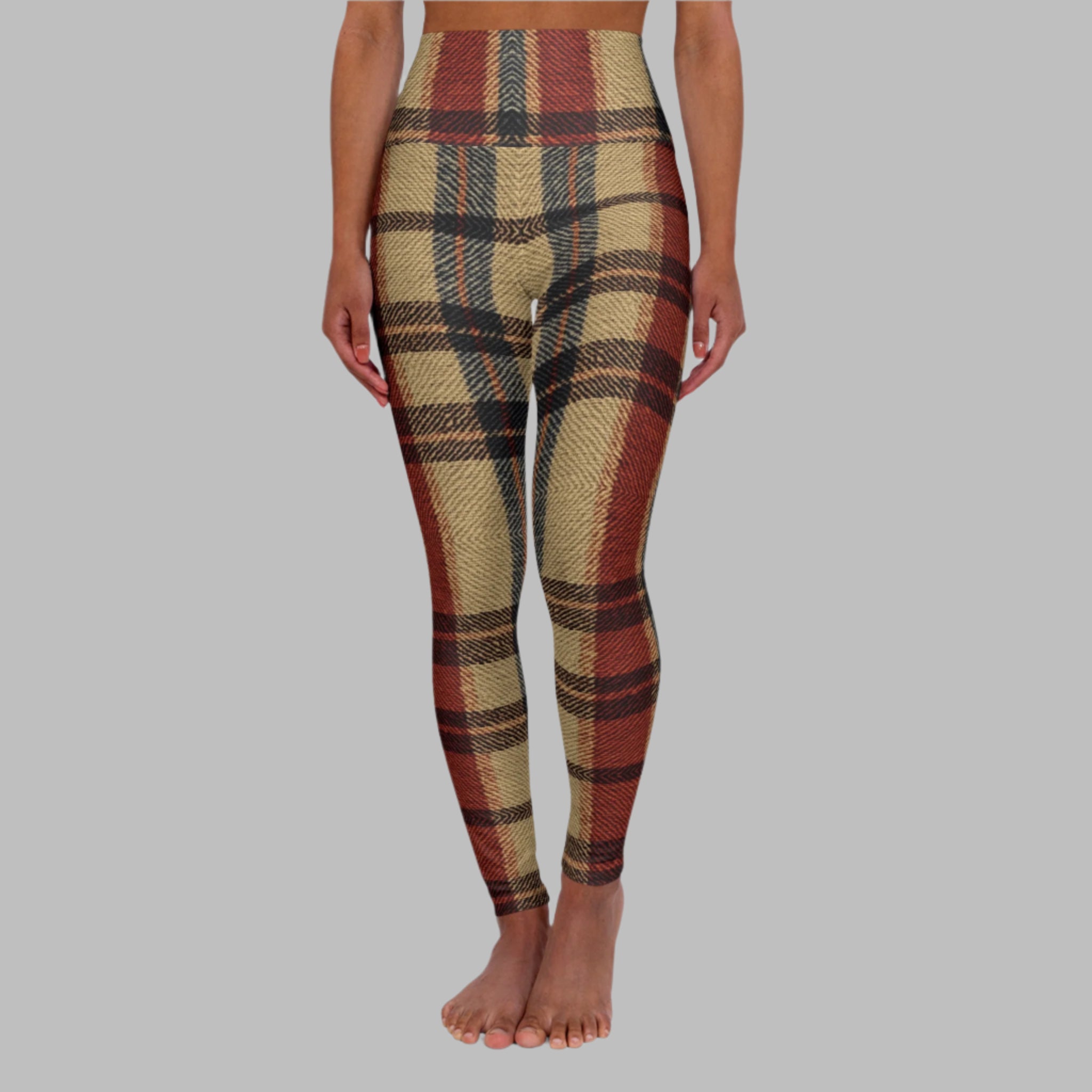 Rustic Tartan - High Waisted Yoga Leggings