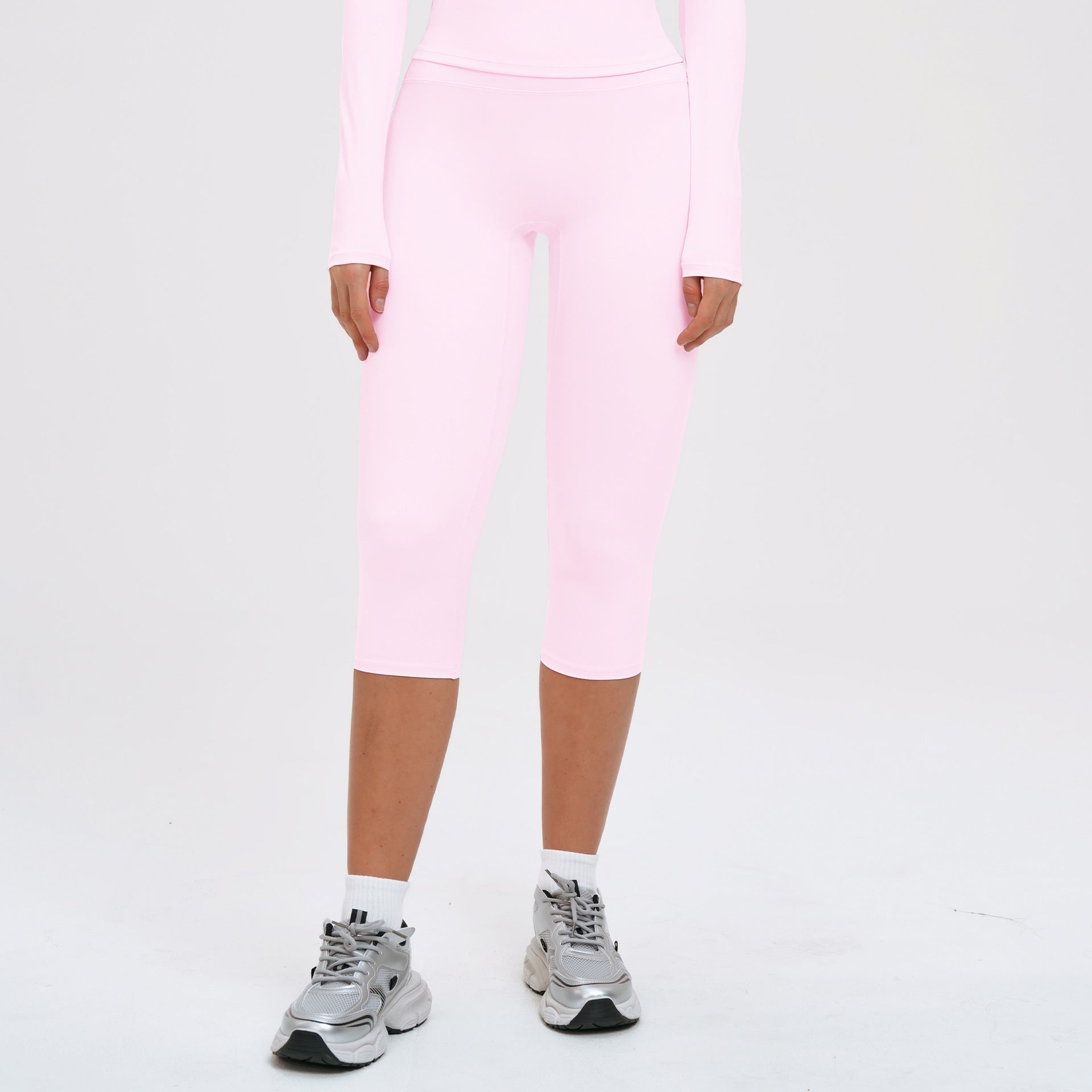 Brushed Yoga Knee Length Pants High Waist Tight Slimming Sports Pirate Shorts Running Outdoors Workout Clothes for Women