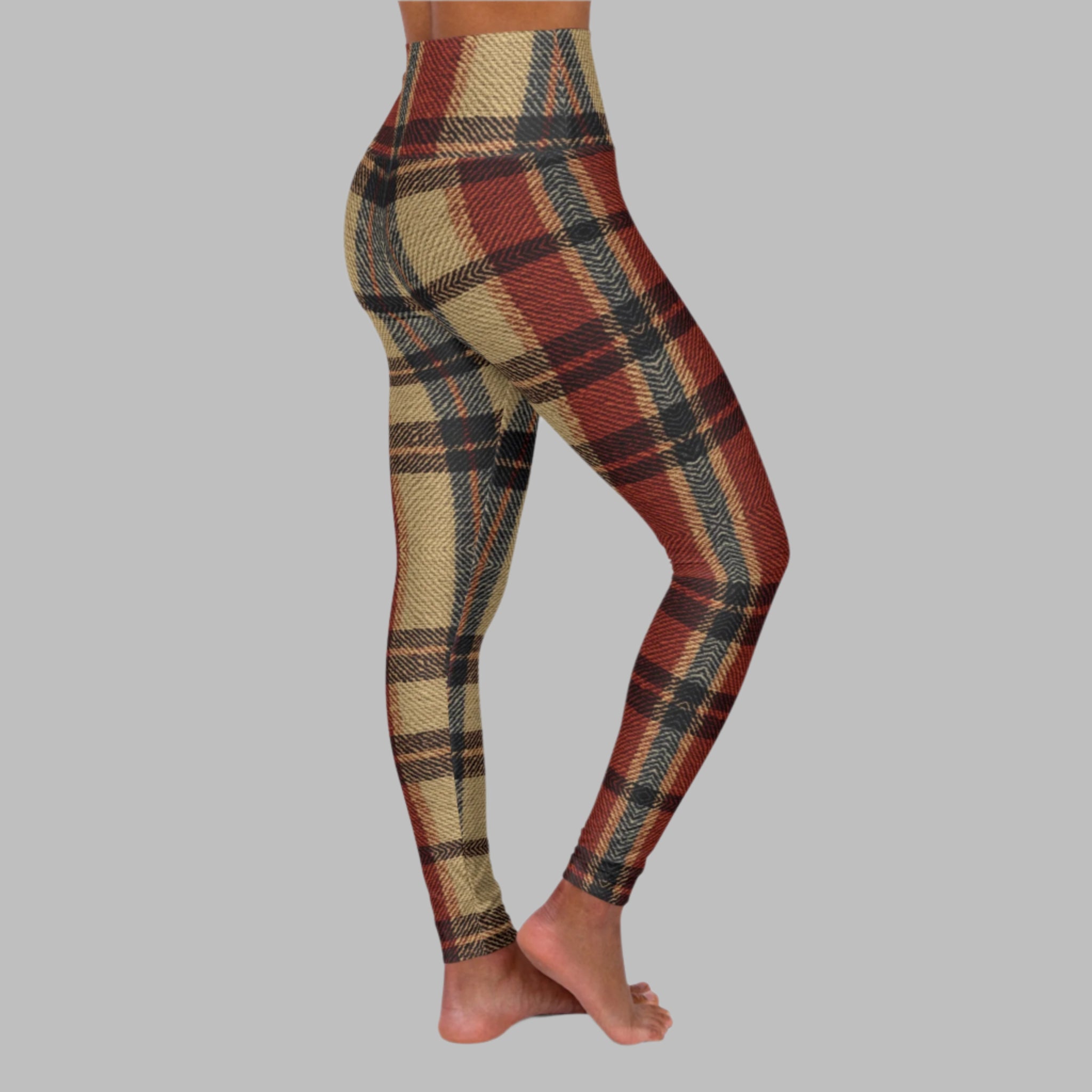 Rustic Tartan - High Waisted Yoga Leggings