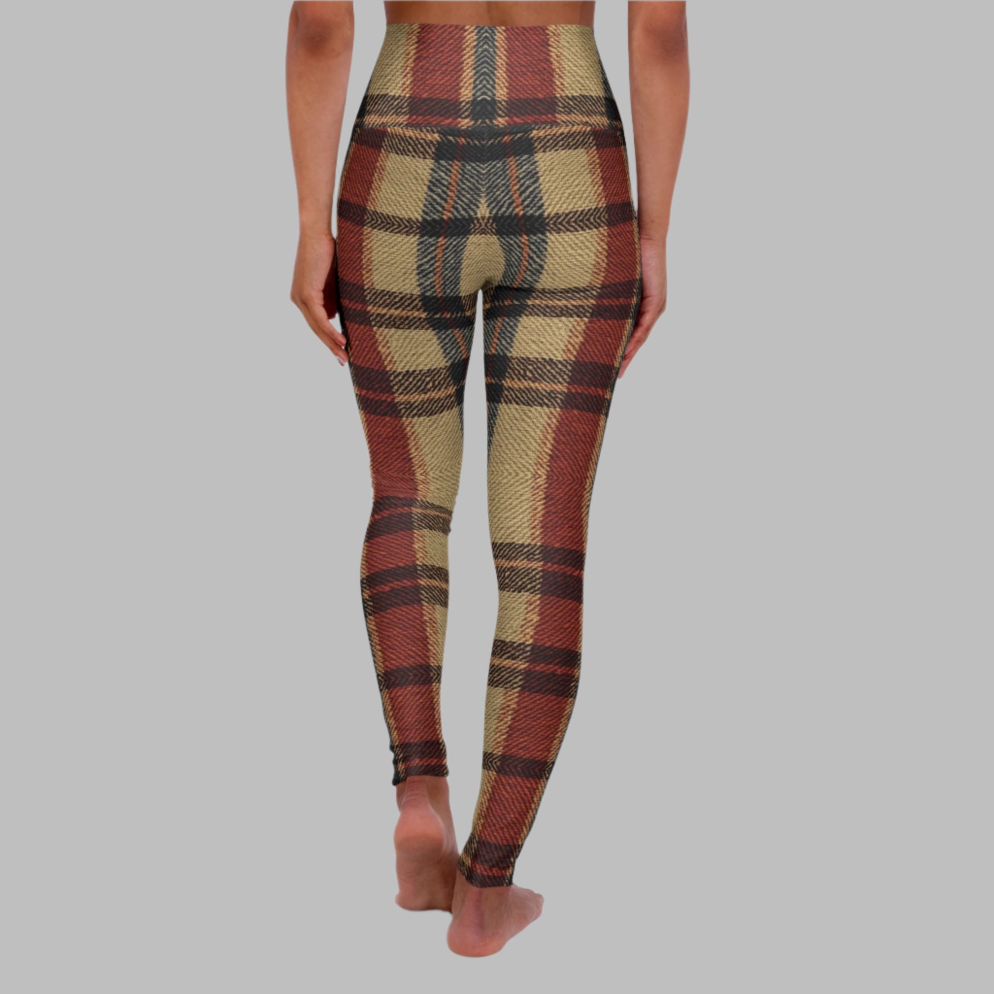 Rustic Tartan - High Waisted Yoga Leggings