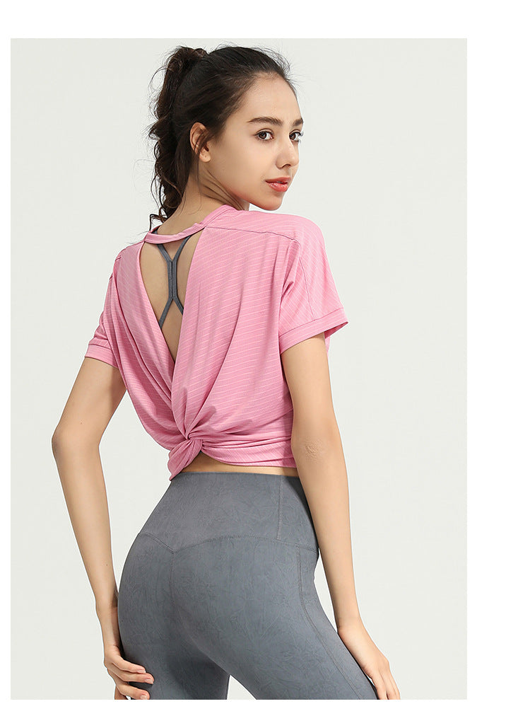 Women’s Open Back Cropped Workout T-Shirt