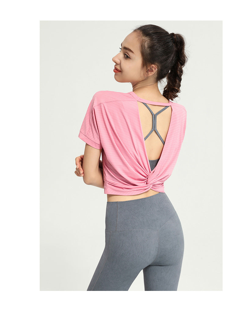 Women’s Open Back Cropped Workout T-Shirt