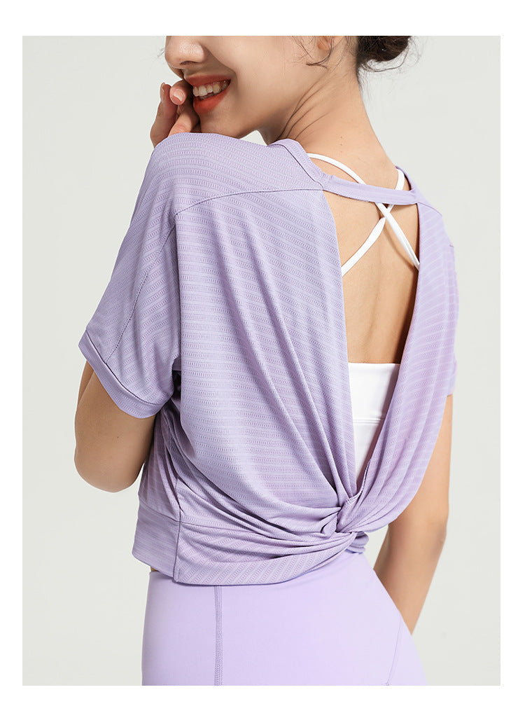 Women’s Open Back Cropped Workout T-Shirt