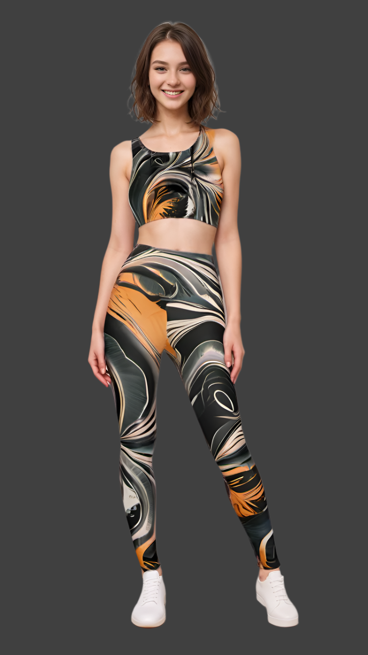 Midnight Flame  - High Waisted Yoga Leggings