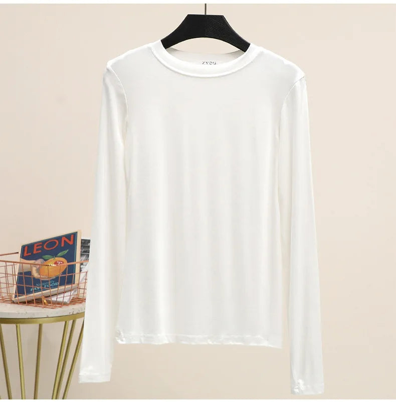 Modal Solid Basic Tshirt Long Sleeves