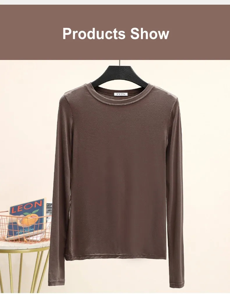 Modal Solid Basic Tshirt Long Sleeves