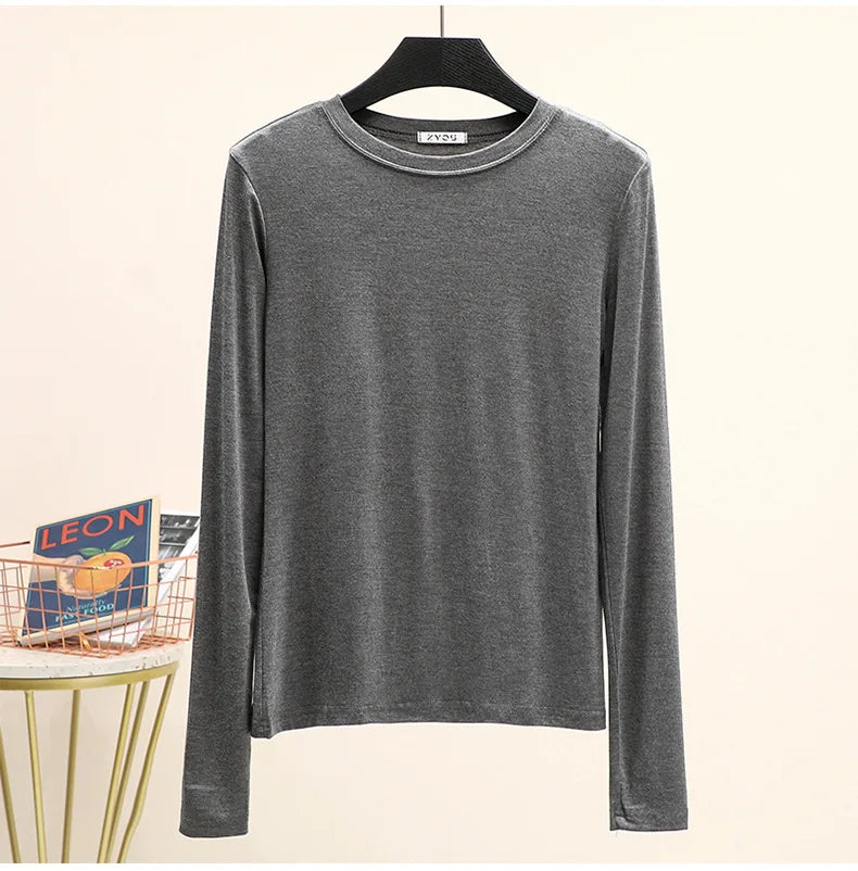 Modal Solid Basic Tshirt Long Sleeves