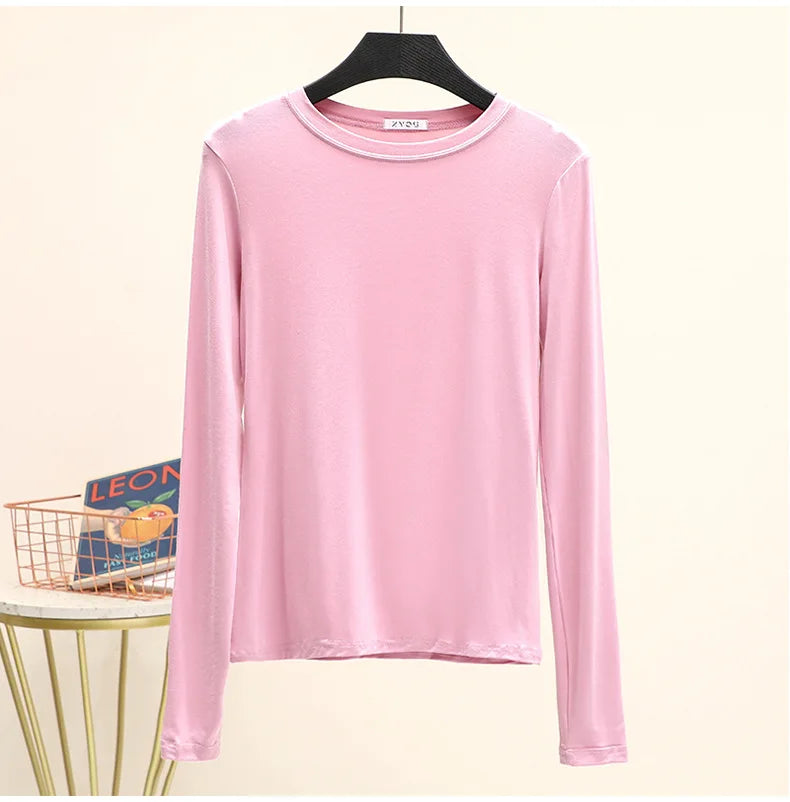 Modal Solid Basic Tshirt Long Sleeves