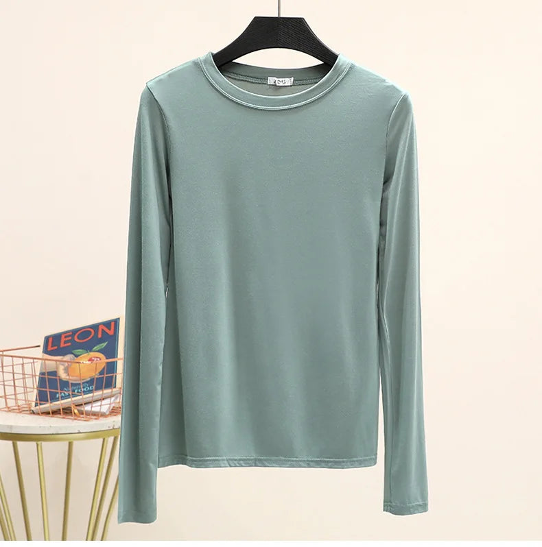 Modal Solid Basic Tshirt Long Sleeves