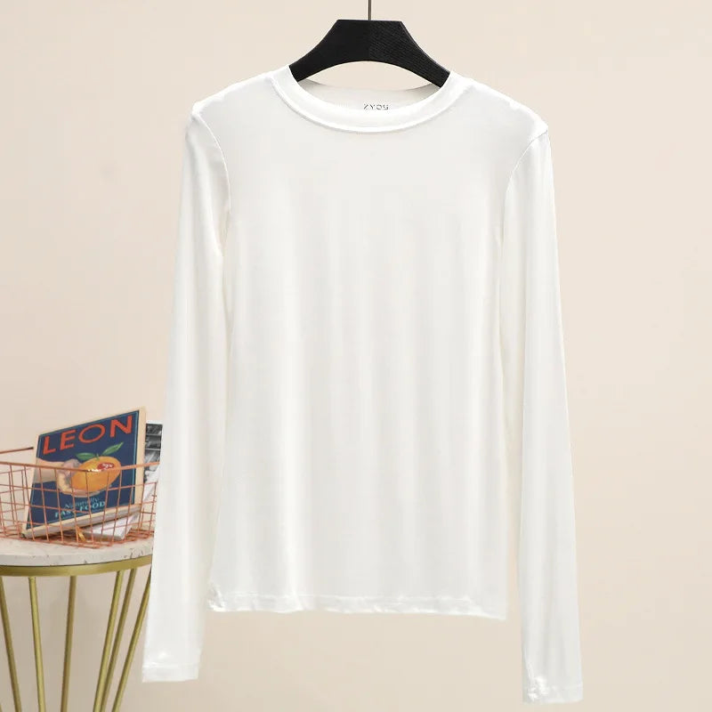 Modal Solid Basic Tshirt Long Sleeves