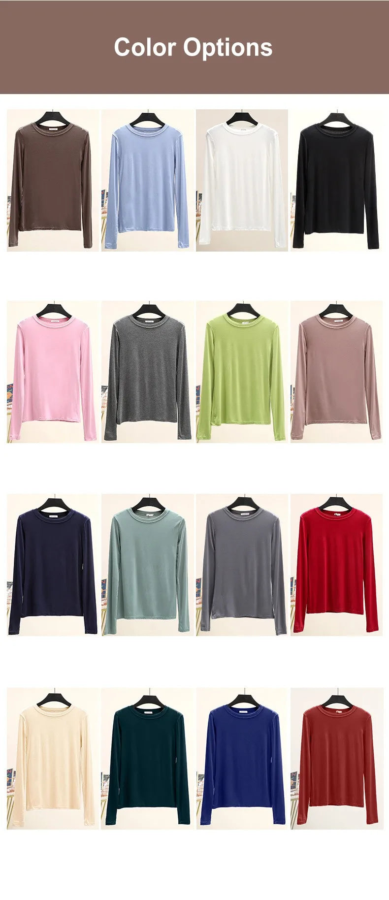 Modal Solid Basic Tshirt Long Sleeves