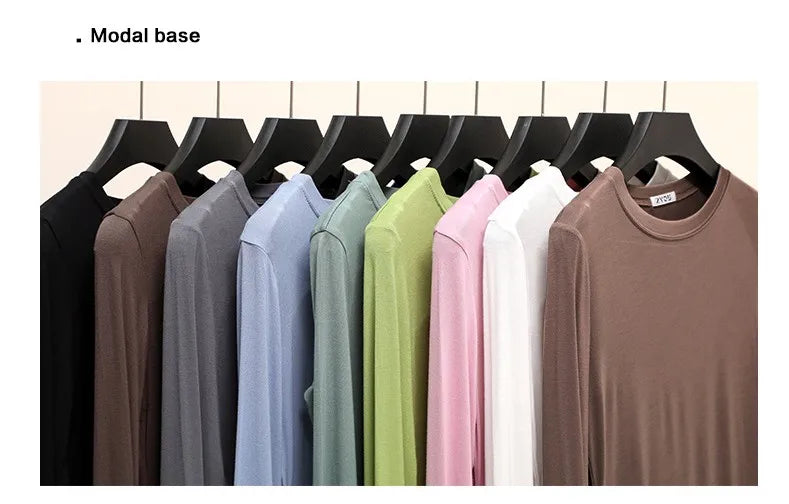 Modal Solid Basic Tshirt Long Sleeves