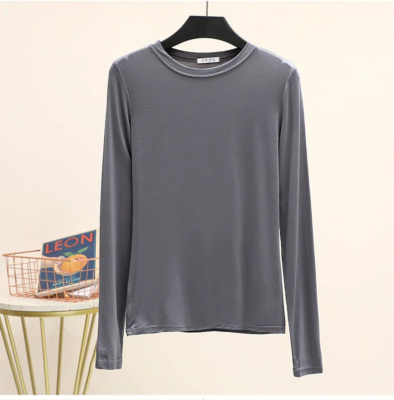 Modal Solid Basic Tshirt Long Sleeves