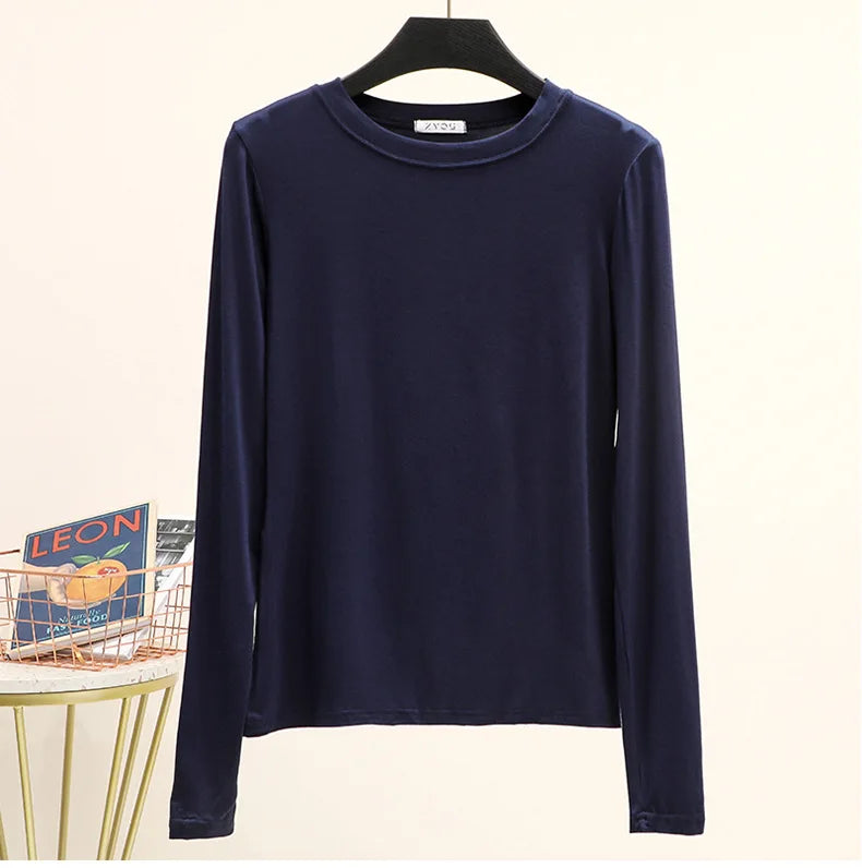 Modal Solid Basic Tshirt Long Sleeves