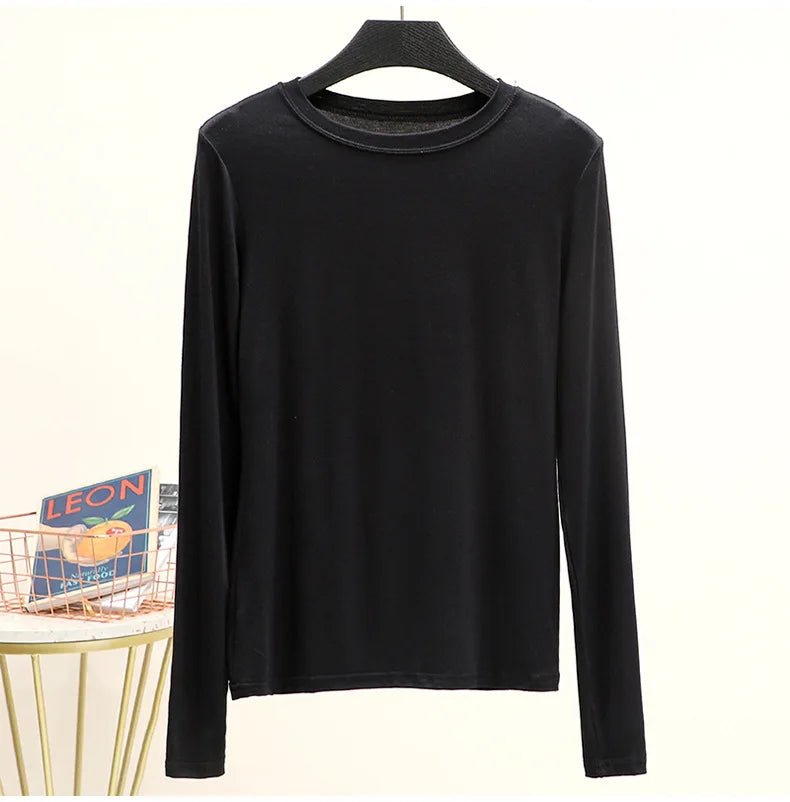 Modal Solid Basic Tshirt Long Sleeves