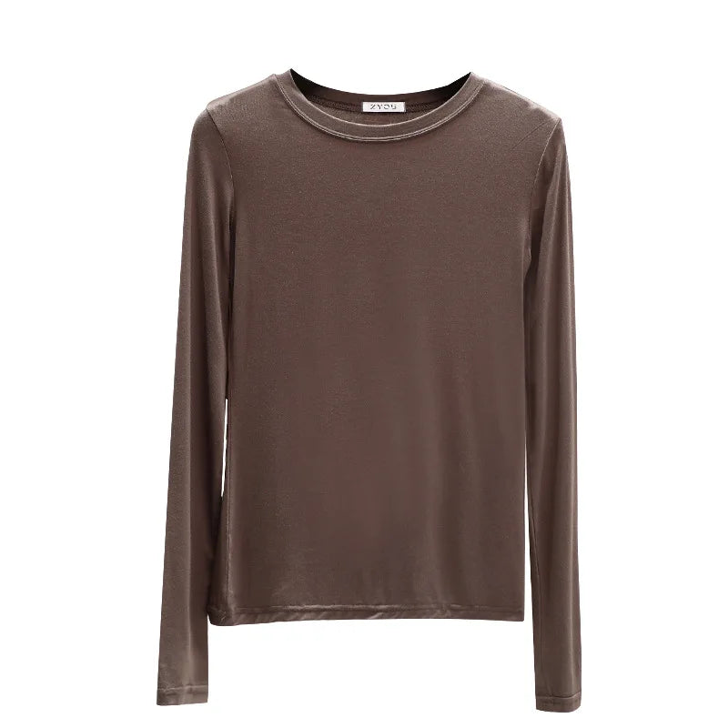Modal Solid Basic Tshirt Long Sleeves