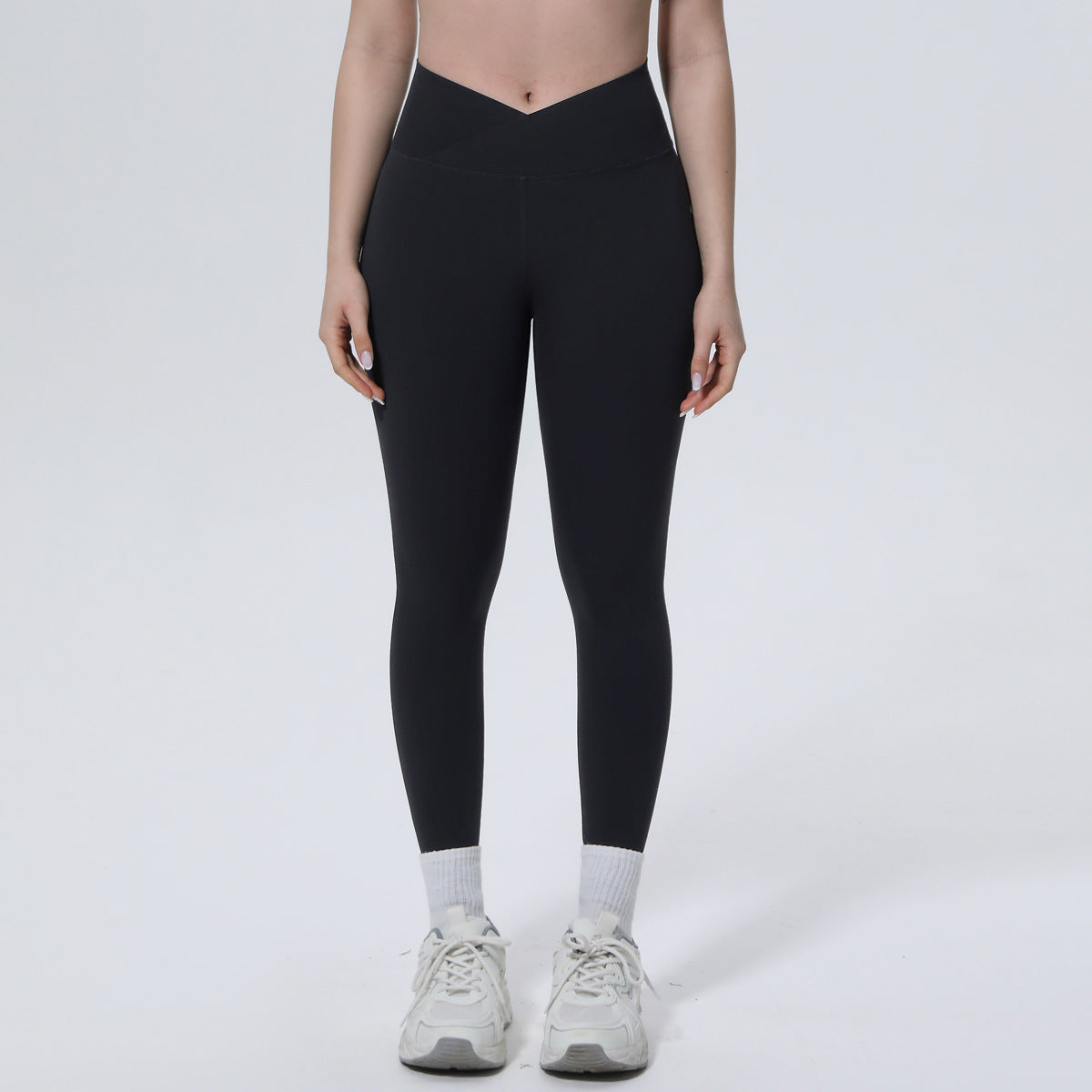 High Waist Nude Feel Seamless Skin Friendly Cross Waist Tight Pants Running Exercise Workout Pants Sexy Slim Fit Yoga Pants