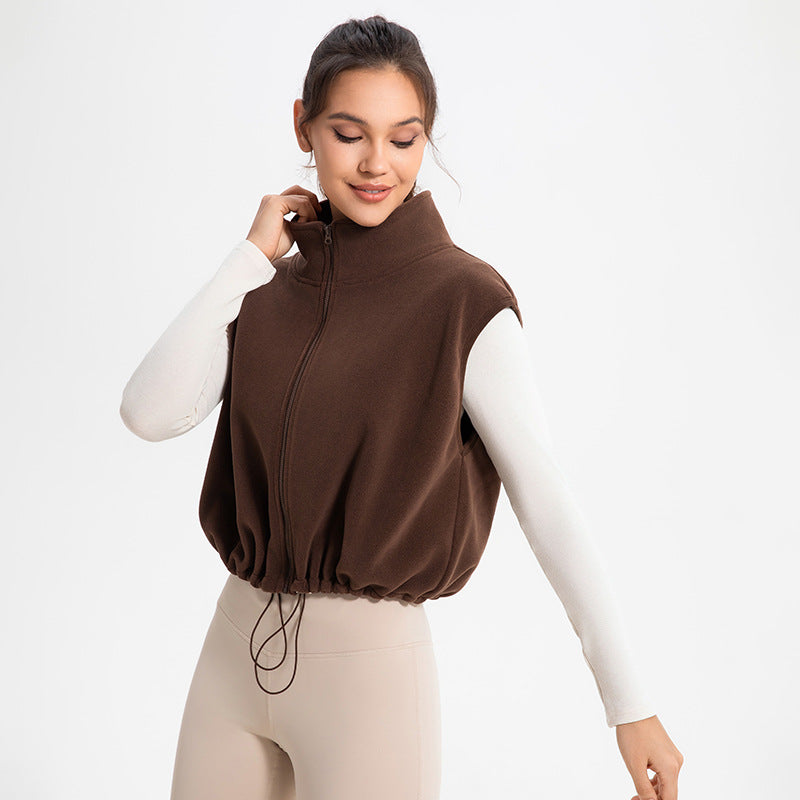 Winter Fitness Jacket Women Cold Proof Warm Vest Running Sports Fitness Clothes Polar Fleece Waistcoat Yoga Clothes