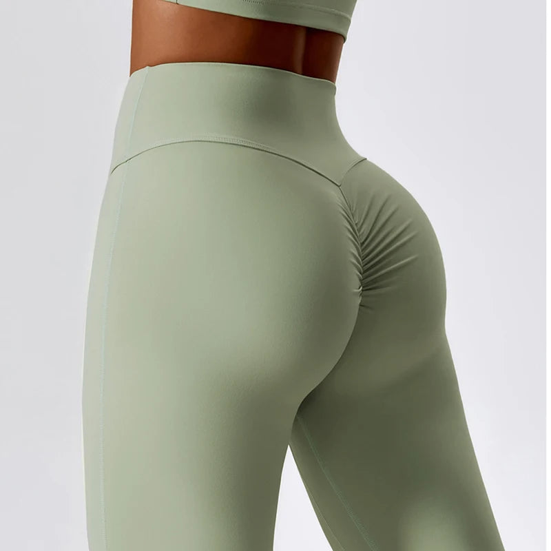 High Waisted Push Up Flared Leggings