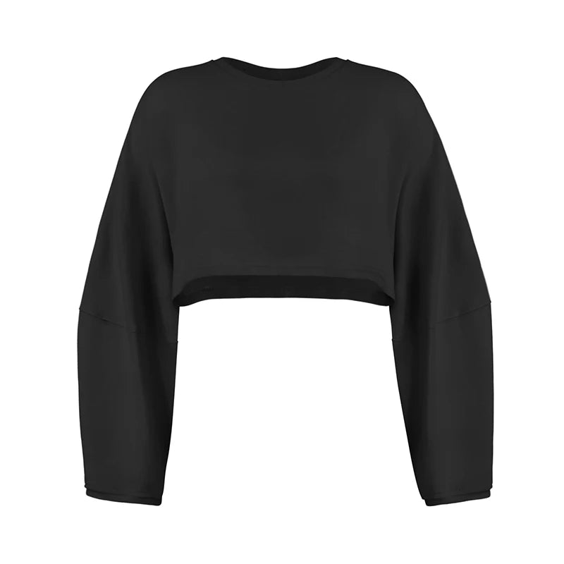 Women Sports Long Sleeve Loose Crop Top T-Shirts