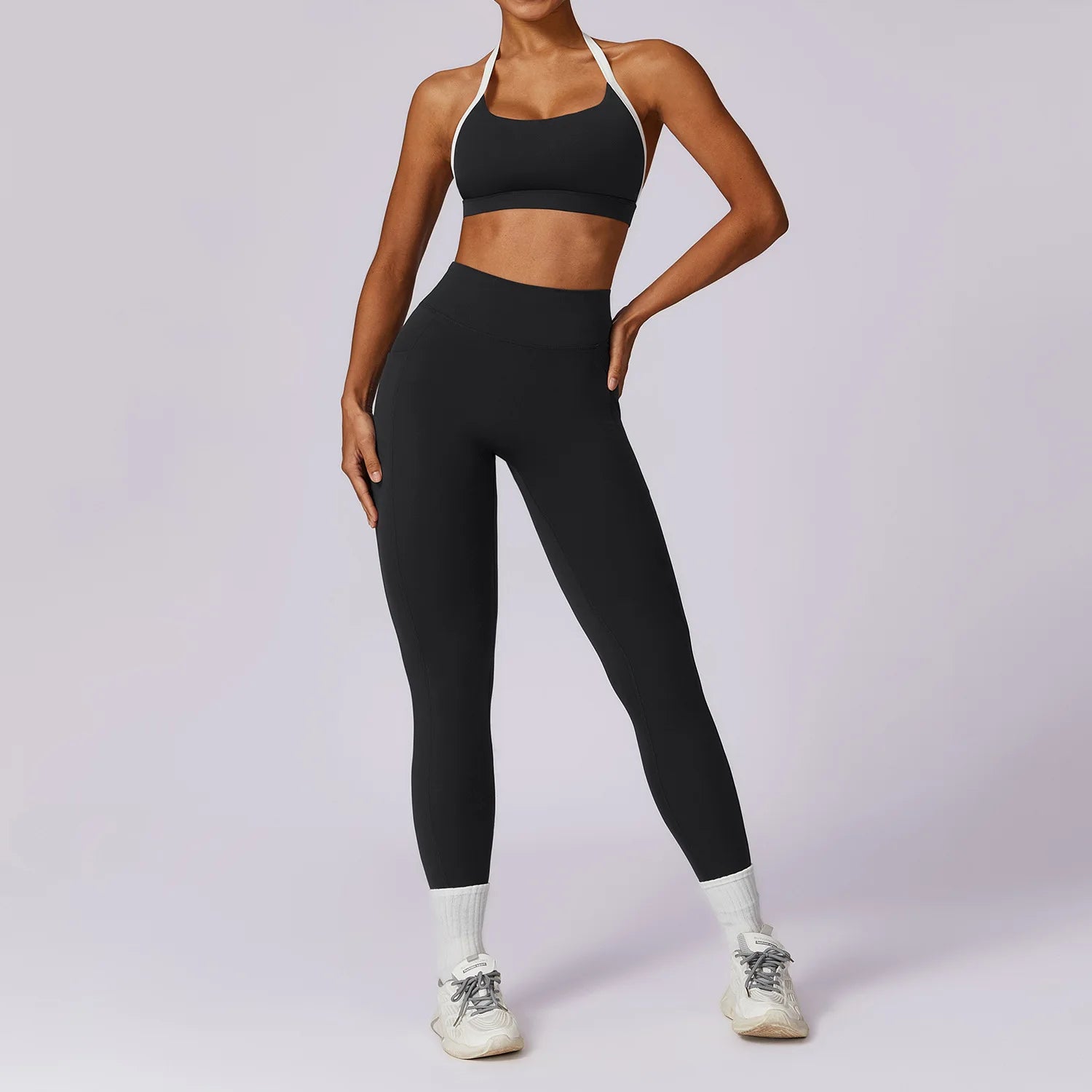 2 Piece Long Sleeve Crop Top High Waist Leggings