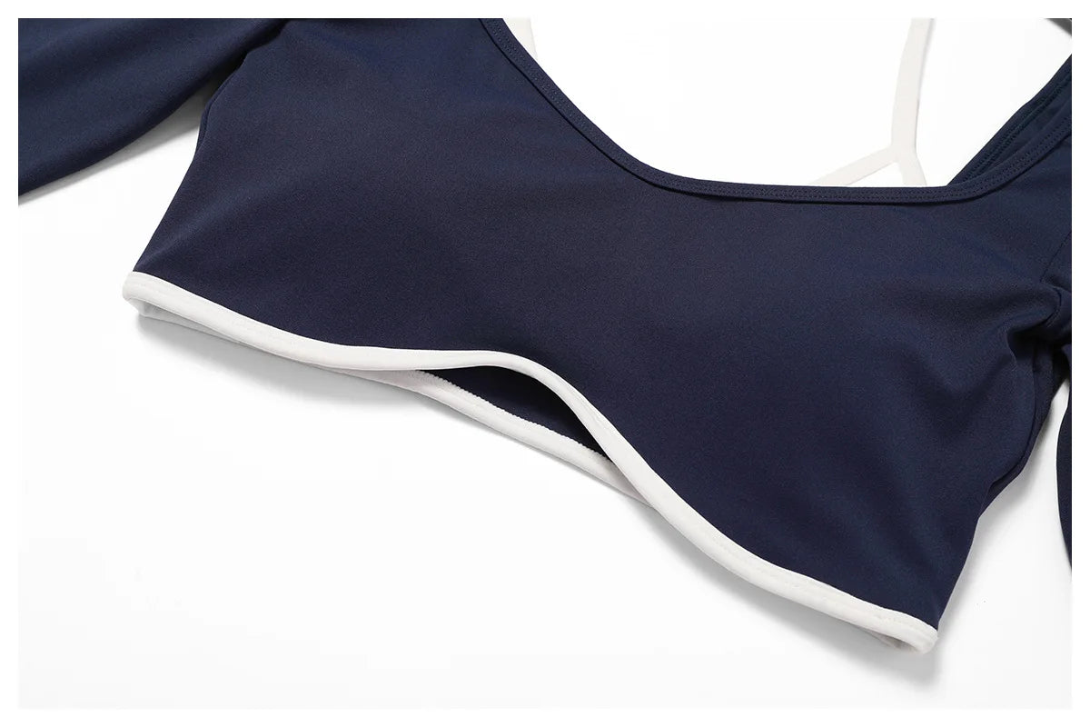 2 Piece Long Sleeve Crop Top High Waist Leggings