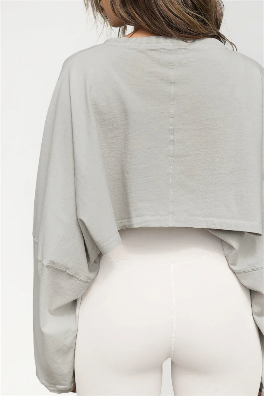 Women Sports Long Sleeve Loose Crop Top T-Shirts