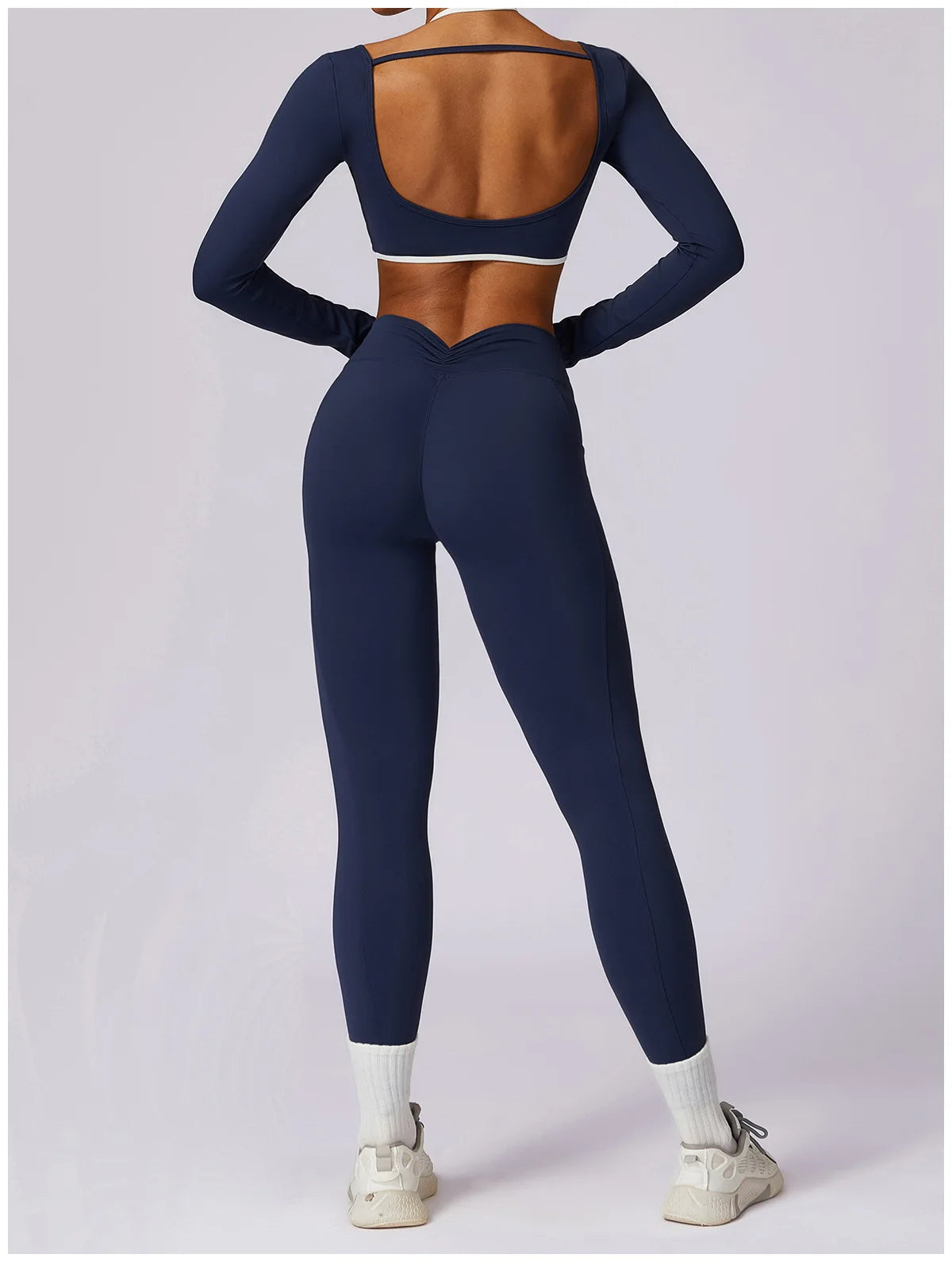 2 Piece Long Sleeve Crop Top High Waist Leggings