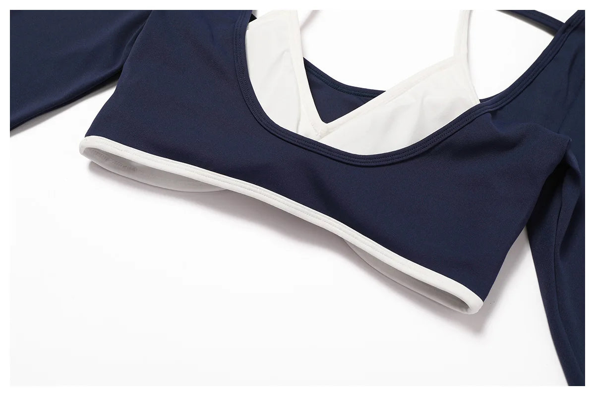 Women's Long-Sleeve Top – Square Neck & Strappy Back