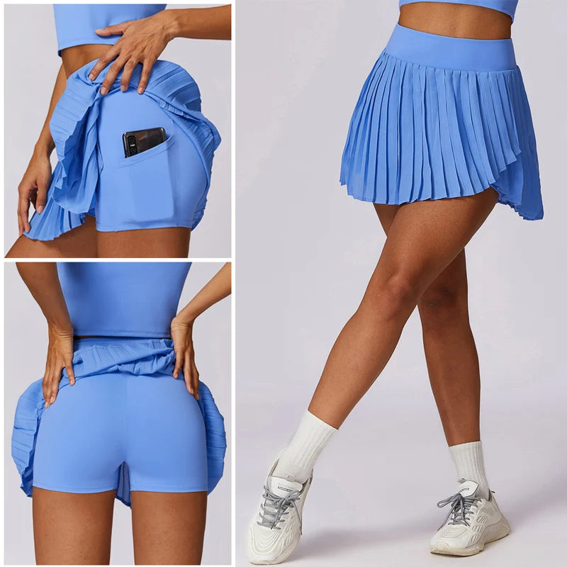 Women's High Waisted Pleated Tennis Skirt with Pockets