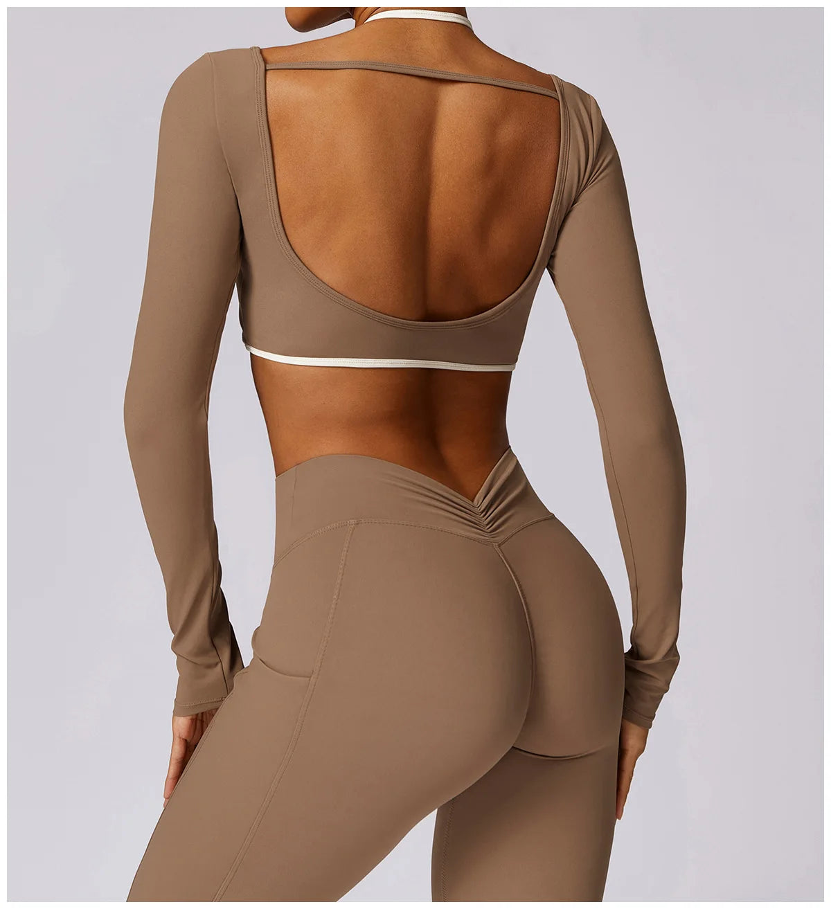 2 Piece Long Sleeve Crop Top High Waist Leggings