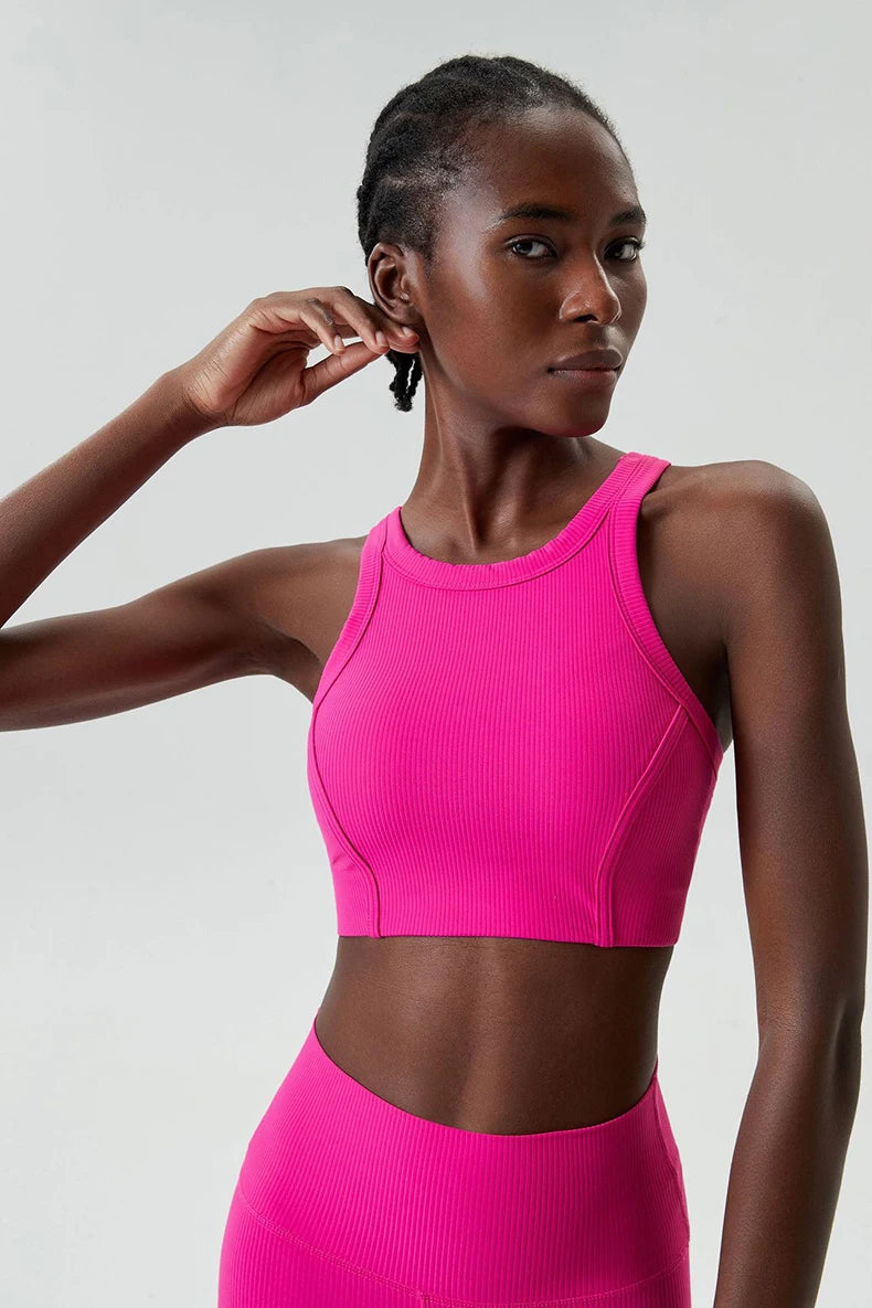 Ribbed Fabric Two Pieces Fitness Set