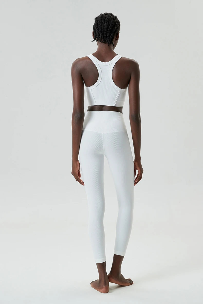 Ribbed Fabric Two Pieces Fitness Set