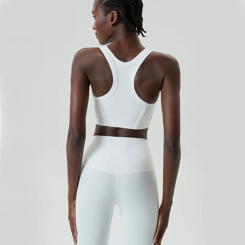 Ribbed Fabric Two Pieces Fitness Set