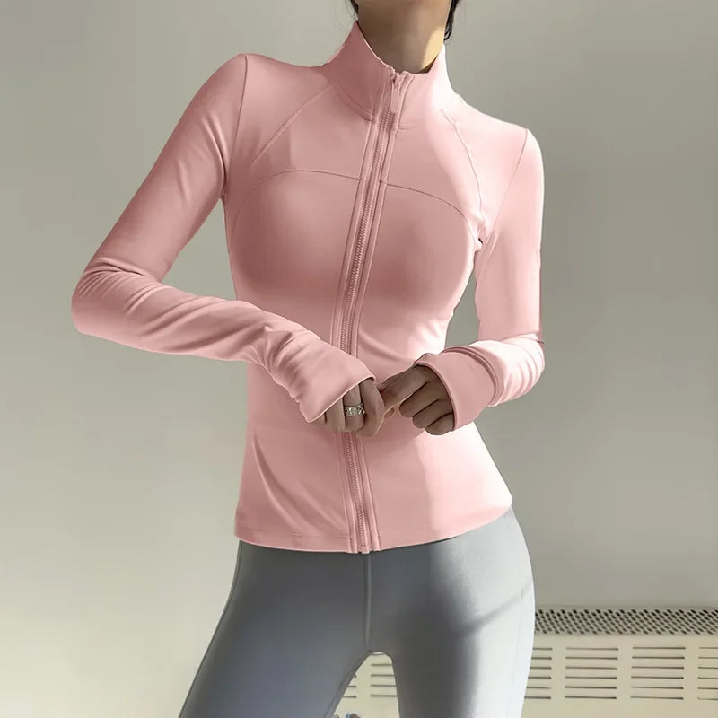 Women's Zip-Up Long Sleeve Yoga Jacket – Quick-Dry, Lightweight Sportswear