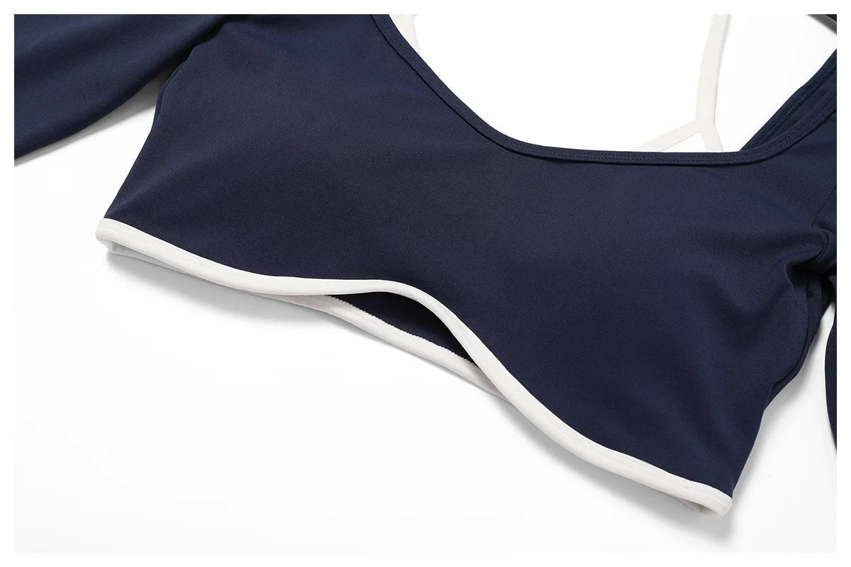 Women's Long-Sleeve Top – Square Neck & Strappy Back