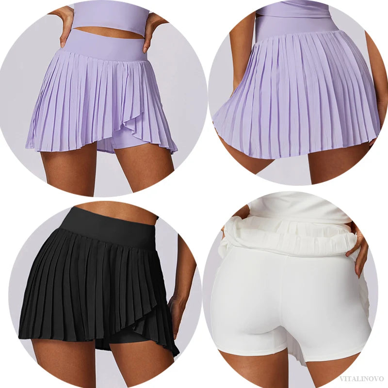 Women's High Waisted Pleated Tennis Skirt with Pockets