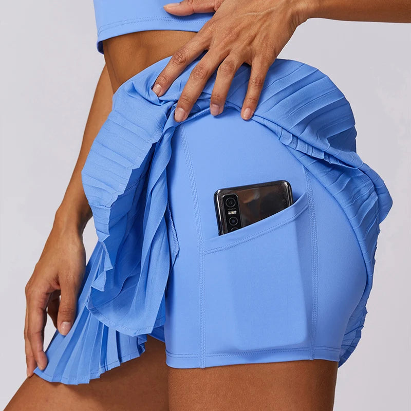 Women's High Waisted Pleated Tennis Skirt with Pockets