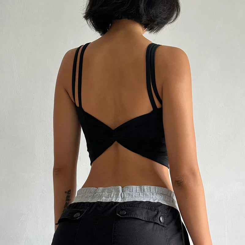 Women's Push-Up Sports Bra – Padded, Knotted Back