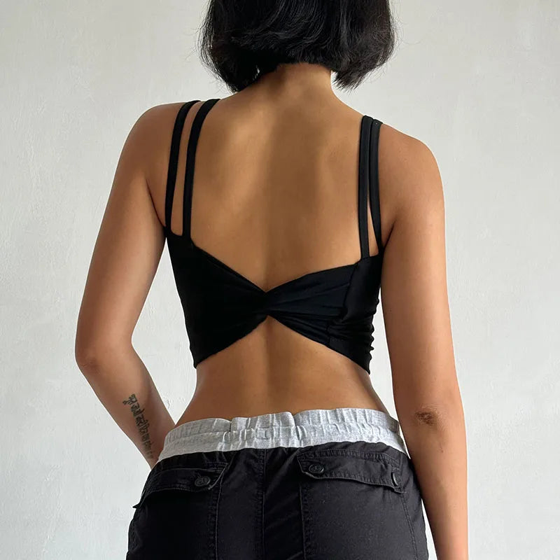 Women's Push-Up Sports Bra – Padded, Knotted Back