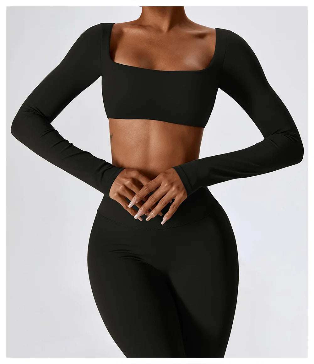 Women's Long-Sleeve Crop Top – Yoga & Sportswear