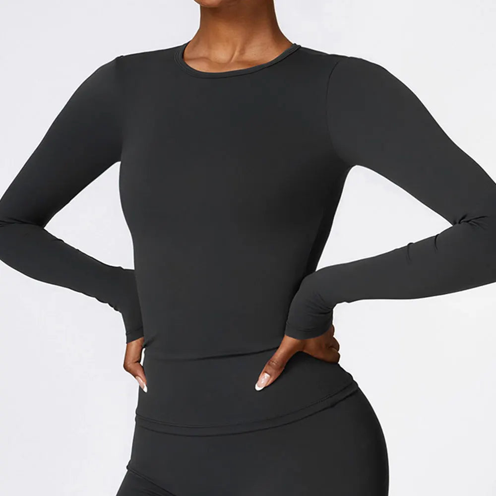 Solid Sports Top Long Sleeve Quick Dry
