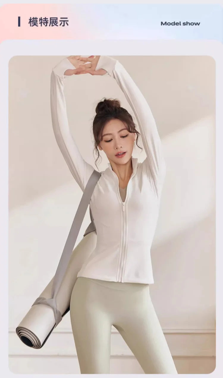 Women's Zip-Up Long Sleeve Yoga Jacket – Quick-Dry, Lightweight Sportswear