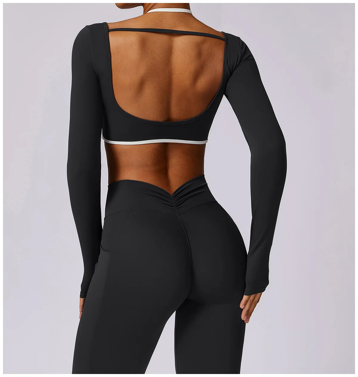 2 Piece Long Sleeve Crop Top High Waist Leggings