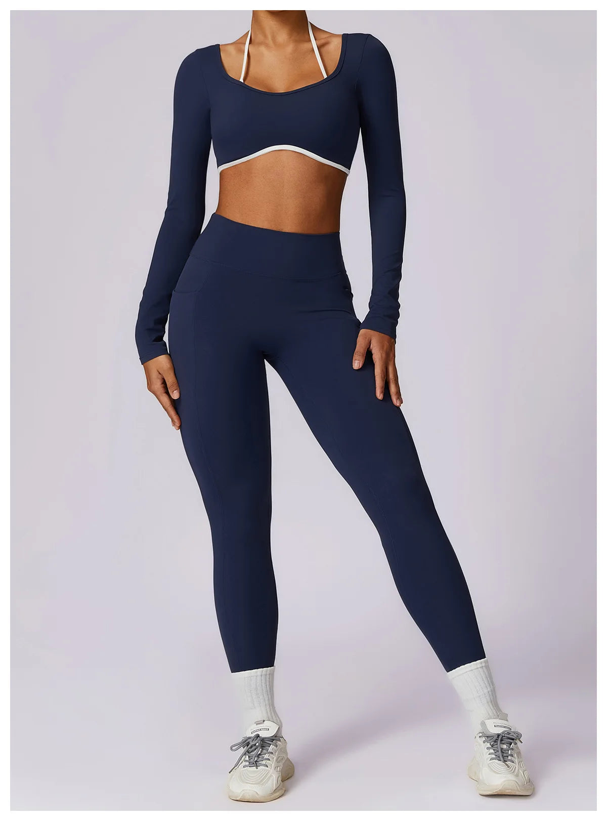 Women's Long-Sleeve Top – Square Neck & Strappy Back