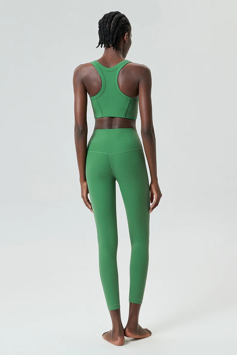 Ribbed Fabric Two Pieces Fitness Set