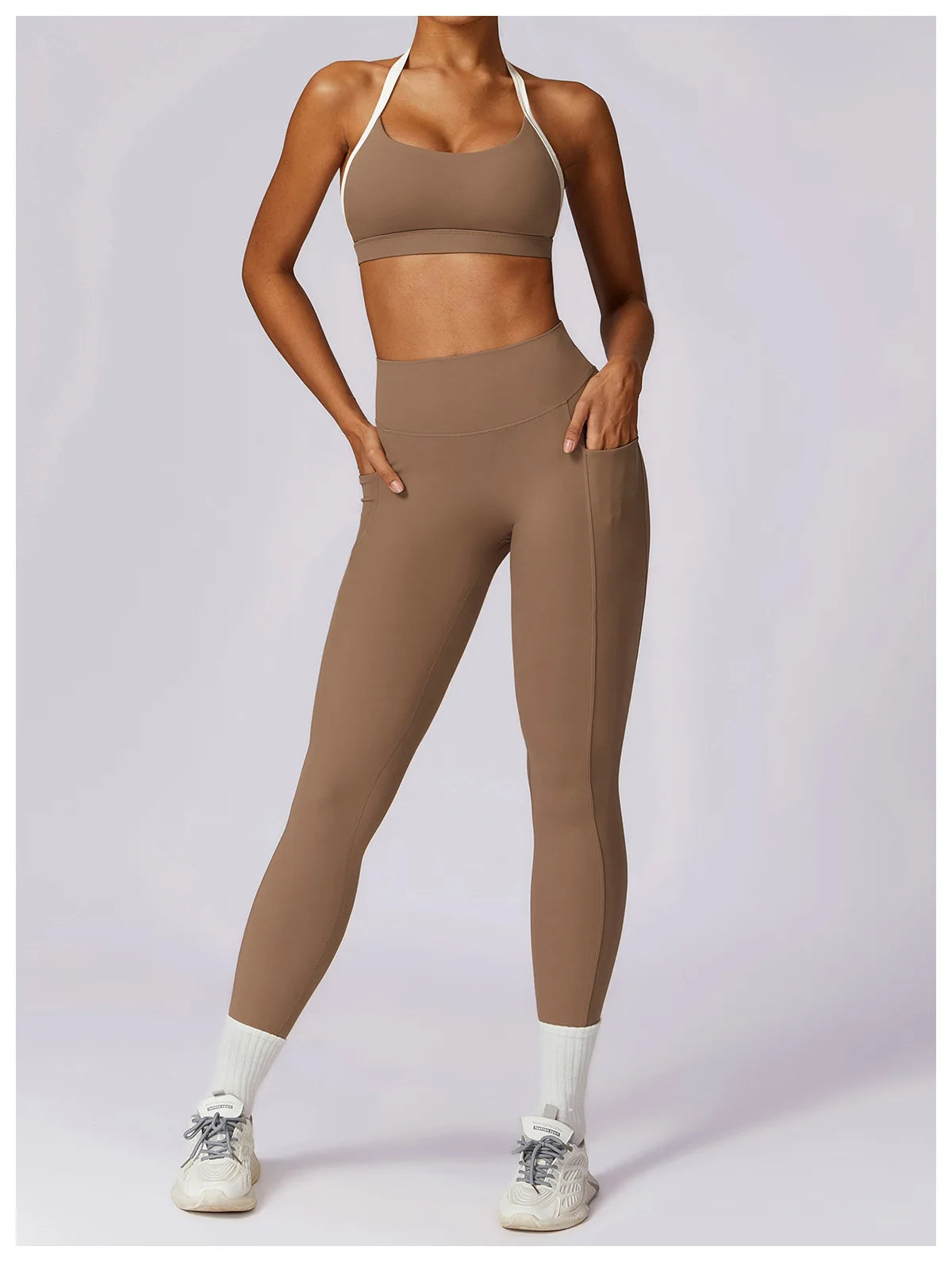 2 Piece Long Sleeve Crop Top High Waist Leggings
